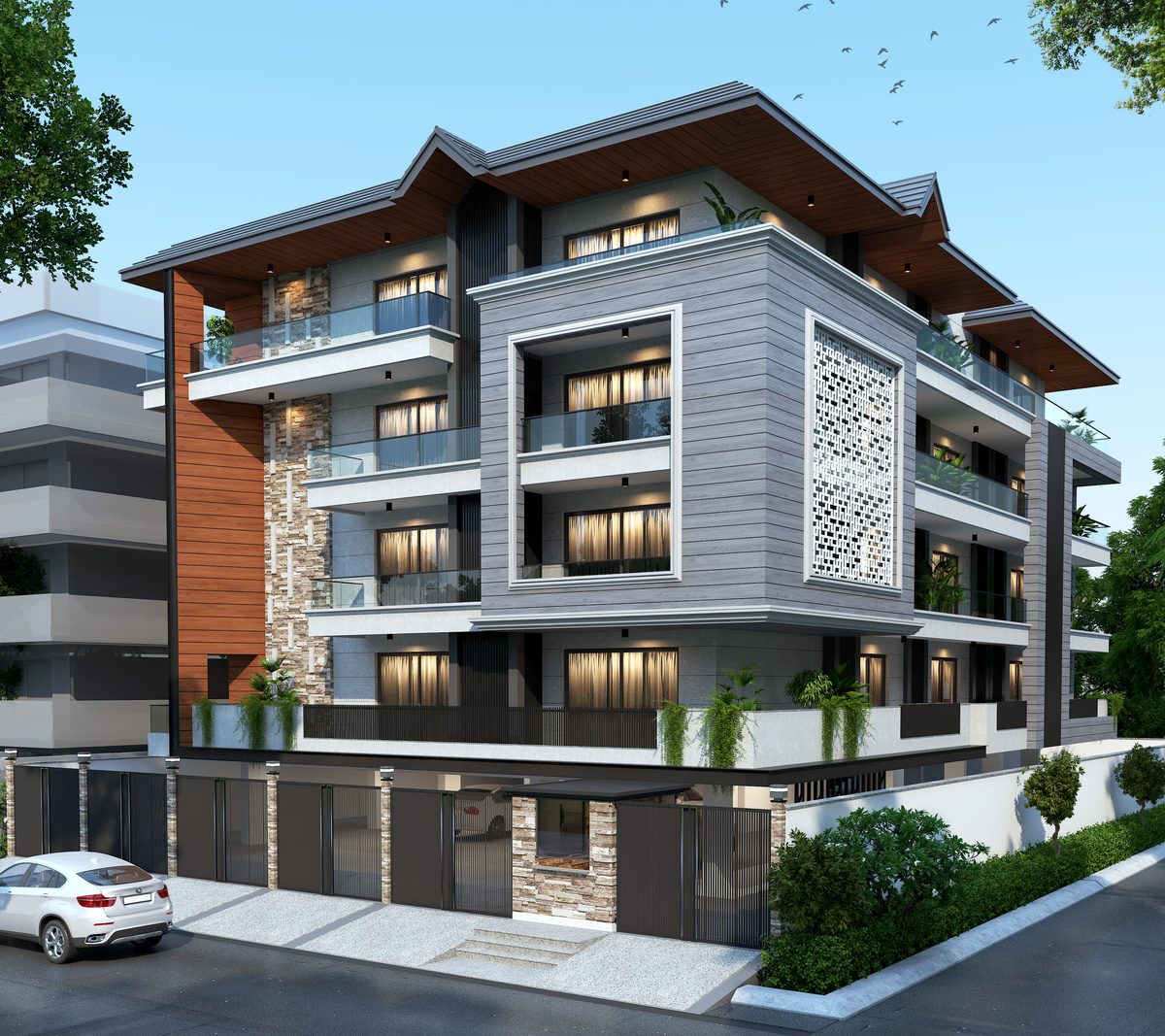 Urban Nest apartment building, corner exterior view