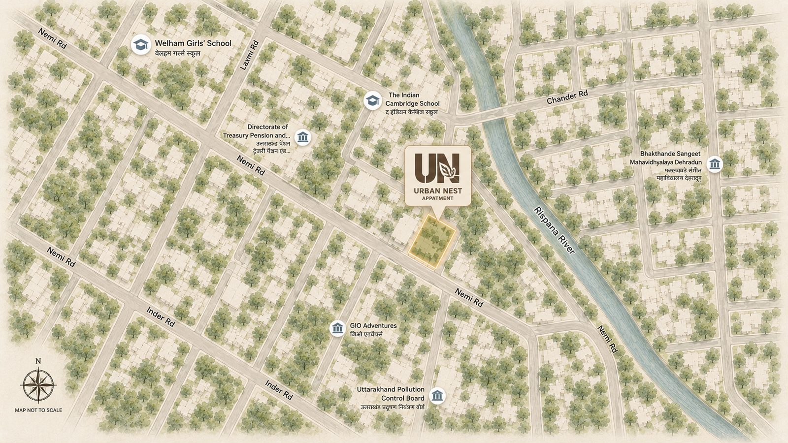 Map of Urban Nest location in Dalanwala, Dehradun